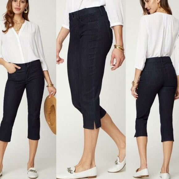 N.Y.D.J. Capri Double Snap Side Slit Jeans - Picture 1 of 5